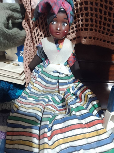 Muñeca Negrita Cabeza Y Torzo Pasta Cuerpo Tela Rellena