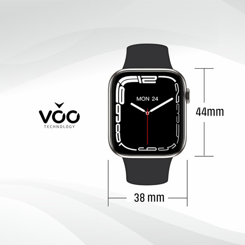Smartwatch Hombre Mujer Hand 57 Voo Technology Plateado Lisa Negro