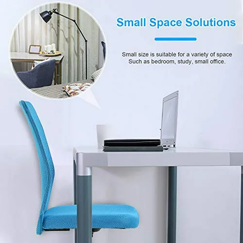 Silla De Oficina Ergonómica Azul Sin Brazos Con Soporte Lumb