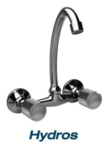 Griferia Doble Comando Cromo Pared Cocina Hydros Viva Plus