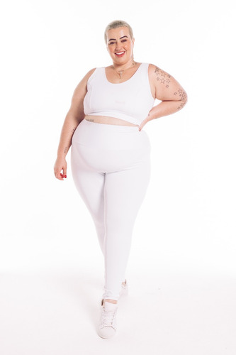 Imagem 5 de 7 de Legging Plus Size Wonder Size Lisa Emana® Plus Branca