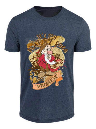 Playera Hombre Moda Estampada Grumpy Happy Face