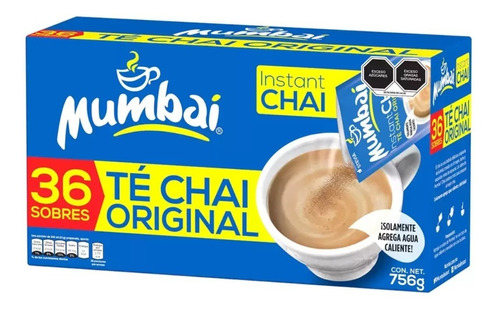 Té Chai Instantáneo Original Mumbai 36 Sobres 756g