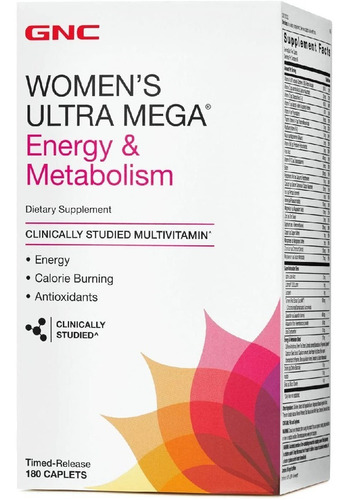 Ultra Mega Women's Energía Y Metabolismo Gnc 180 Comprimidos
