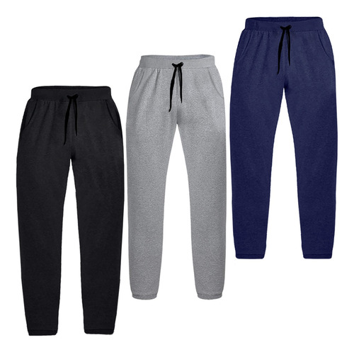 Kit 3 Calças Moletom Masculinas Jogger Slim Fit Novastreet