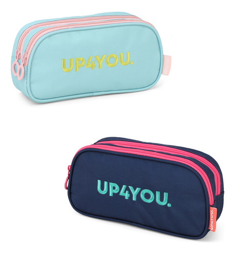 Estojo Escolar Duplo Juvenil Grande 02 Zíper Up4you Luxcel