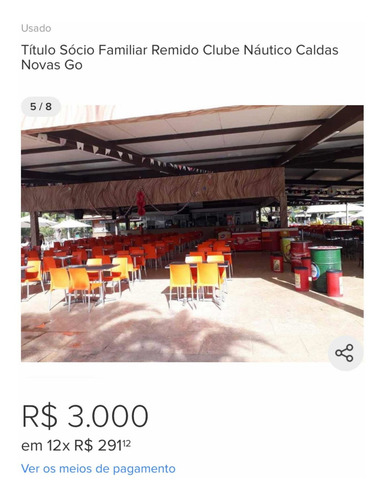 Imagem 4 de 5 de Vendotítulo Sócio Remido Náutico Praia Clube-caldas Novas-go