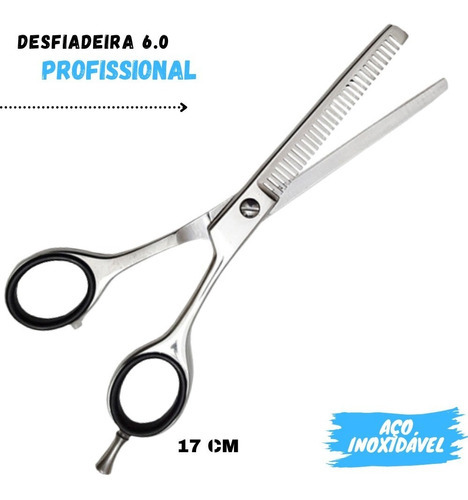 Tesoura Profissional Cabelo Desfiadeira 6.0 Aço Inox