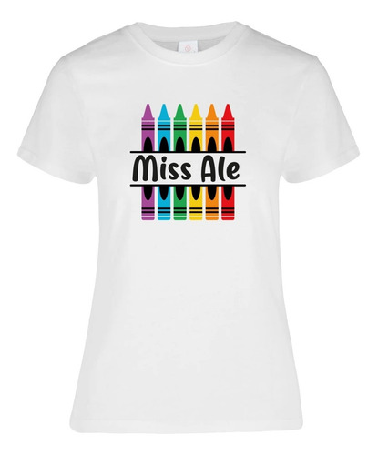 Playera Para Maestros Personalizable Crayolas Dama Cab 15pz