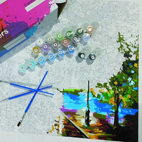 Imagen 10 de 10 de Cuadro/pintura Rellenando Números 30x30 Cm Aguila