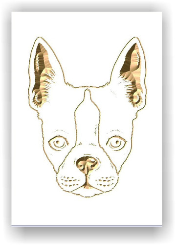 Quadro Entalhado Em Madeira - Cachorro Boston Terrier