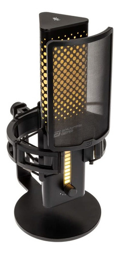 Microfono Usb Rgb Para Juego Pc Cardioide Color Negro