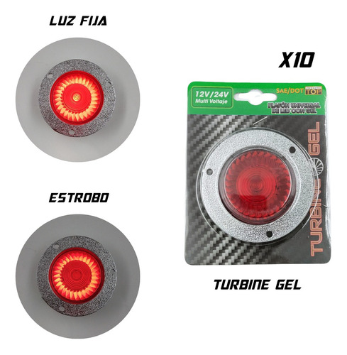 Plafón Led Redondo Univ. Turbine Gel 2 Pulgadas Rojo 10 Pzas