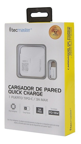 Cargador Pared 1 Usb Tipo C 3a Tecmaster Blanco / Promoferta