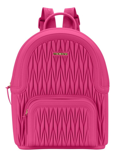 Mochila Moleca Bolso Frontal Detalhe Matelasse Cor Pink