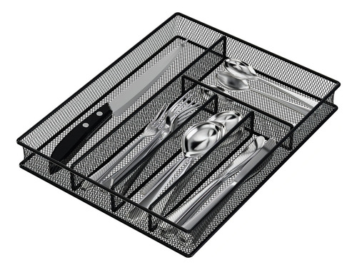Organizadores De Cubiertos Utensilios Cajon 5 Compartimento Negro