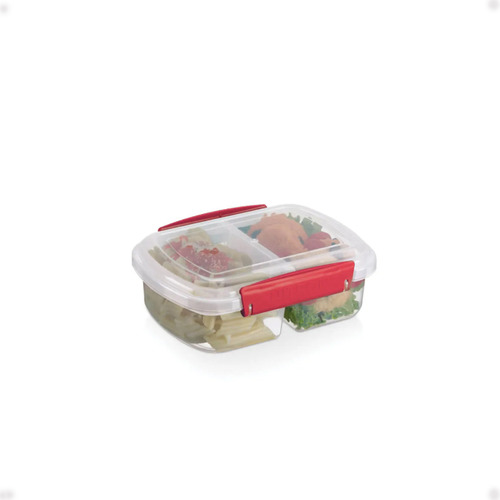 Kit 4 Pote Para Alimentos 2 Divisões C Travas Laterais 600ml