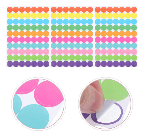 20 Hojas De Pegatinas Circulares Con Puntos De Colores Para