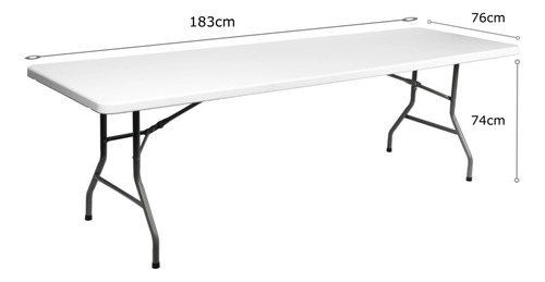 Mesa Rectangular Plegable Portátil Resistente 74x76x183 Cm