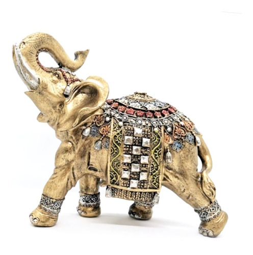 Imagen 1 de 1 de Elefante Hindú Tapete Largo Dorado 20cm