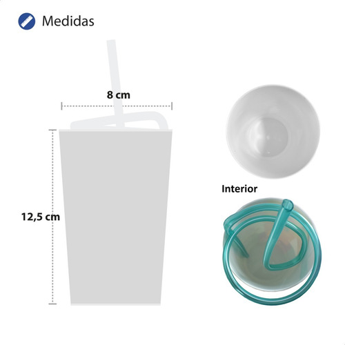 Imagen 4 de 7 de Vaso Plastico Infantil Niños Niñas Escolar Sorbete