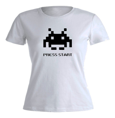 Remera Mujer Algodón Space Invaders Press Start