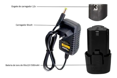 Imagem 5 de 7 de Furadeira Parafusadeira 3/8 12v Bivolt 1 Bateria Max/01 Usk