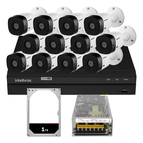 Kit 12 Cameras Seguranca Intelbras Vhl 1220 Full S/ Cabo 1tb