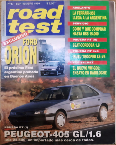 Revista Road Test Nº47 Septiembre 94 Peugeot 405 Trooper V6