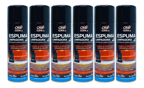 Kit 6 Espuma Limpa Estofado Multiuso Spray 300ml