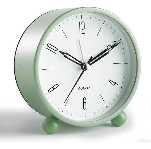 Reloj Despertador Analógico 10 Cm Silencioso Sin Tic Tac Luz