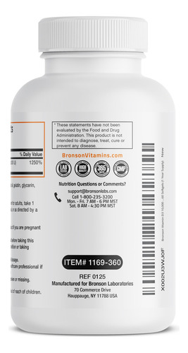 Bronson Vitamina D3 10,000 Ui 360 Cápsulas Blandas