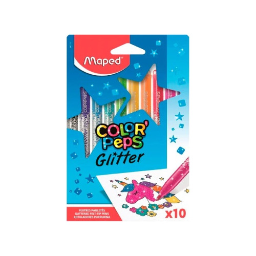 Marcadores Maped Glitter X10 Colores Flaber