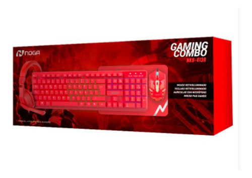 Kit Gamer Noga Teclado Mouse Auricular Pad 4en1 Nkb413 Combo