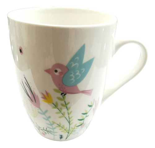 Mug Taza Bombe De Porcelana Diseño Pajarito Aves 350ml