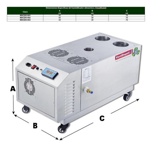 Humidificador Para Almacenes, Mxcdo-001, 9kg/hr, 90 A 120m², Color Blanco