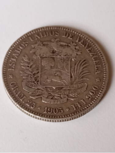 Moneda De 5 Bs 1905