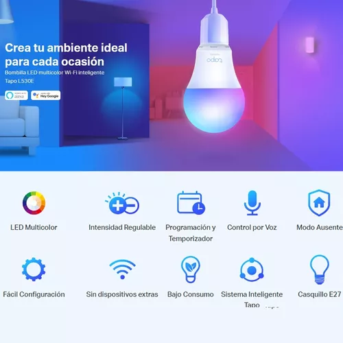 TP-Link Tapo L530E Bombilla Inteligente LED Wi-Fi Multicolor E27