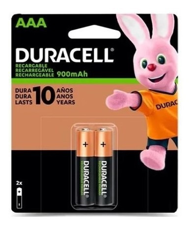 Imagem 1 de 5 de 02 Pilhas Aaa Recarregável 900mah Duracell 1 Cartela