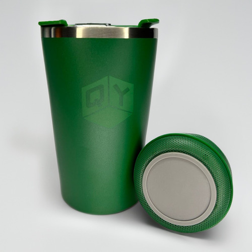 Copo Térmico Com Caixa De Som Bluetooth 420ml Aço Inox Cor Verde-escuro Qy