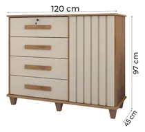 Comprar Cômoda RV Sapateira Grécia Com Chave Ripado Flex Cinamomo\u002Foff Cor Cinamomo\u002FOff white