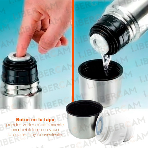 Imagen 6 de 10 de Termo Bala Acero Inox Doble Capa Termica 1 Litro Con Estuche