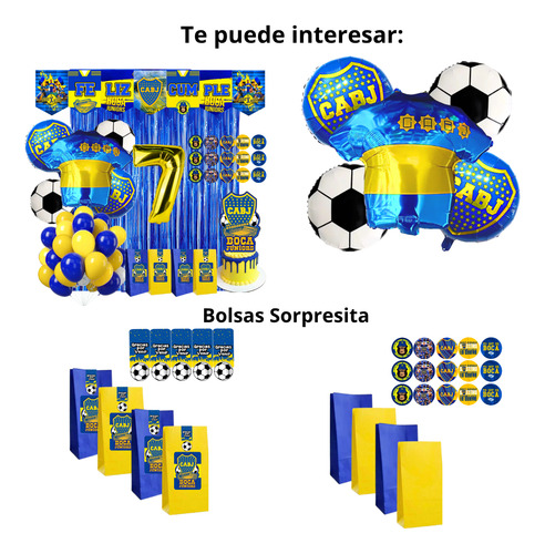Set Globos Boca Juniors Banderin Globo Escudo Boca Pelota Dorado Número 8