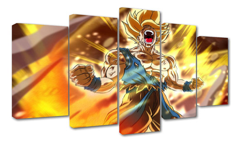 5 Cuadros Decorativos Dbz Goku Ssj Pelea Grito 100x56cm