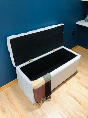 Pie De Cama Baulera Capitone 1,0mts En Chenille Premium
