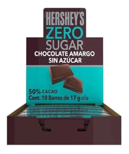Chocolate Hershey´s Zero Sugar Con 10 Barras De 17 Gr C/u