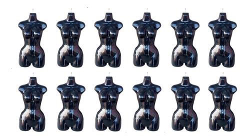 12 Maniquies Torso Hueco Plastico Negro Exhibidores
