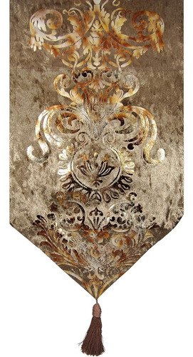 Elegante Lujo Bronce Brillante Terciopelo Damasco Deco Borla