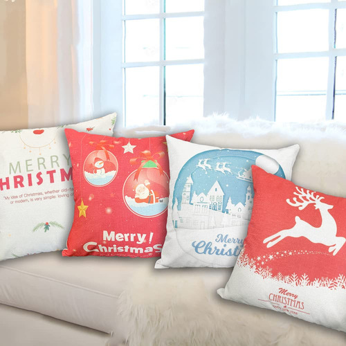 Cubiertas De Almohadas De Navidad 18x18 Set De 4, Ferry Chri