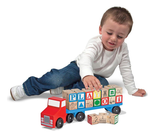 Camión De Madera Para Niños Bloques De Construcción Letras